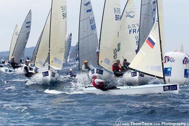 Finn fleet - 2014 ISAF Sailing World Cup, Hyeres, France - Day 5 © Thom Touw http://www.thomtouw.com